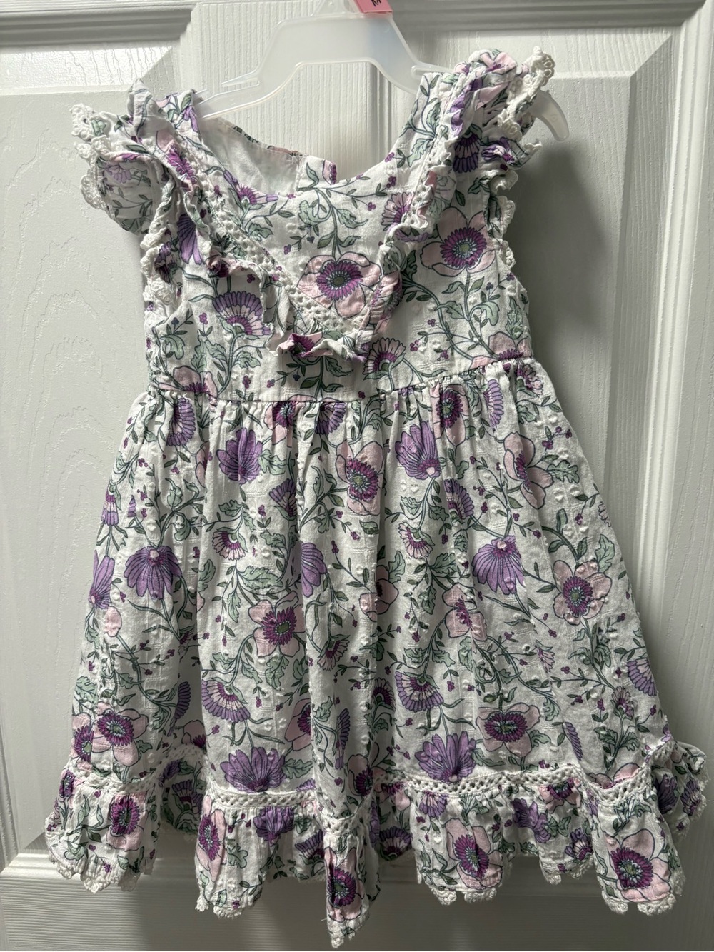 Tahari White Dress with Purple Floral Print